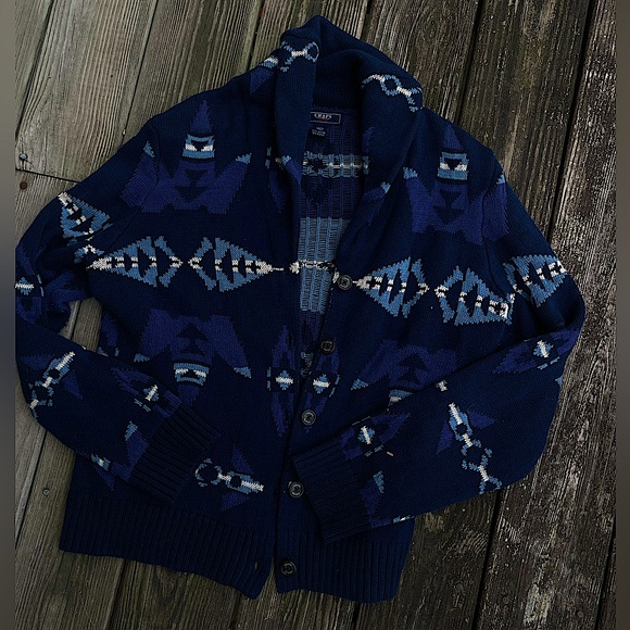 Chaps X Ralph Lauren cardigan sweater Yellowstone southwestern tribal pendleton - Picture 7 of 8